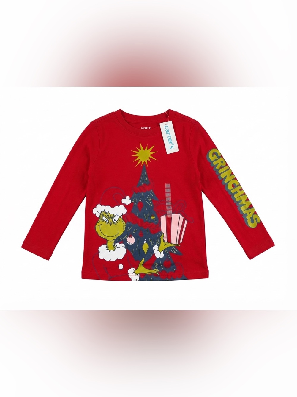 Carter’s The Grinch Christmas Long Sleeve Tee Size 5 Boys Red Grinchmas Shirt